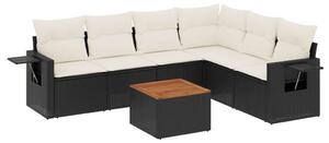 VidaXL Polyrattan Kerti Ülőgarnitúra - 7 részes - Fekete