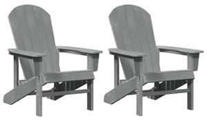 Adirondack székek 2 db Világosszürke 74x82x90 cm HDPE