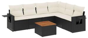 VidaXL Polyrattan Kerti Ülőgarnitúra - 7 részes - Fekete