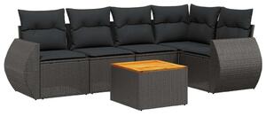 VidaXL Polyrattan Kerti Ülőgarnitúra - 6 részes - Fekete