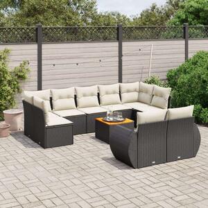 VidaXL Polyrattan Kerti Ülőgarnitúra - 10 részes - Fekete