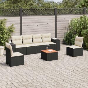 VidaXL Polyrattan Kerti Ülőgarnitúra - 7 részes - Fekete