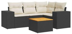 VidaXL Kerti Kanapé Szett - 5 részes - Fekete Polyrattan