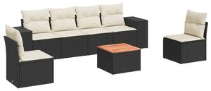 VidaXL Polyrattan Kerti Ülőgarnitúra - 7 részes - Fekete
