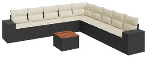 VidaXL Polyrattan Kerti Ülőgarnitúra - 10 részes - Fekete