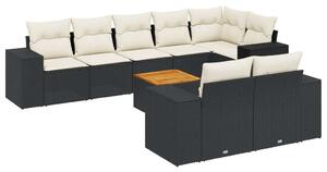 VidaXL Polyrattan Kerti Ülőgarnitúra - 9 részes - Fekete