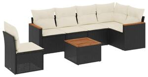 Polyrattan Kerti Ülőgarnitúra - 7 részes - Fekete
