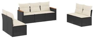 VidaXL Polyrattan Kerti Ülőgarnitúra - 7 részes - Fekete