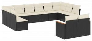 VidaXL Polyrattan Kerti Ülőgarnitúra - 12 részes - Fekete