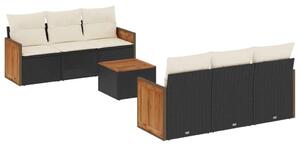 VidaXL Polyrattan Kerti Ülőgarnitúra - 7 részes - Fekete