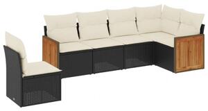 VidaXL Polyrattan Kerti Ülőgarnitúra - 6 részes - Fekete