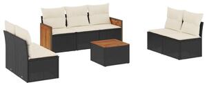 VidaXL Polyrattan Kerti Ülőgarnitúra - 8 részes - Fekete