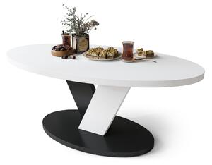 Mazzoni LOVA Fehér/Fekete - OVÁLIS DOHÁNYZÓASZTAL 110x60 cm MODERN KÁVÉZÓ ASZTAL