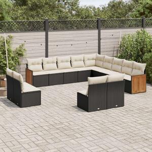 VidaXL Polyrattan Kerti Ülőgarnitúra - 13 részes - Fekete