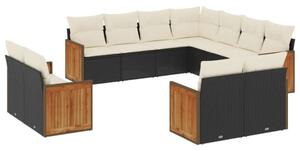 VidaXL Polyrattan Kerti Ülőgarnitúra - 11 részes - Fekete