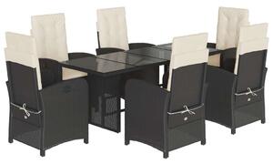 VidaXL Polyrattan Kerti Étkezőgarnitúra - 7 részes - Fekete