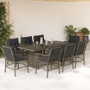 VidaXL Polyrattan Kerti Étkezőgarnitúra - 9 részes - Szürke