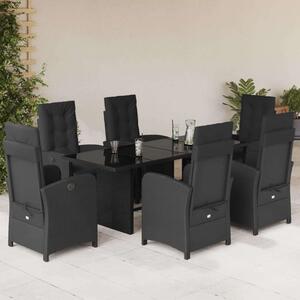 VidaXL Polyrattan Kerti Étkezőgarnitúra - 7 részes - Fekete