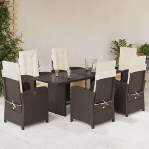 Polyrattan Kerti Étkezőgarnitúra - 7 részes - Barna