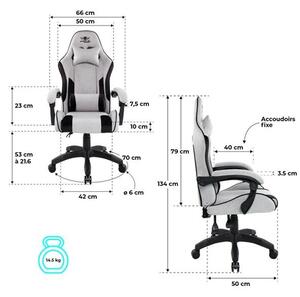 Spirit of Gamer szék, ARENA Light Grey (állítható magasság; párnázott kartámasz; PU; max.120kg-ig, világos-szürke)