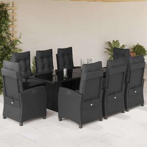 VidaXL - 9 Részes Kerti Étkezőgarnitúra - Polyrattan - Fekete