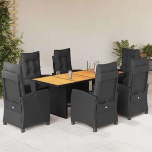 VidaXL Polyrattan Kerti Étkezőgarnitúra - 7 részes - Fekete