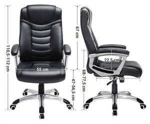 SONGMICS Ergonomikus Irodai Szék - Fekete PU Bőr, Állítható Magasság