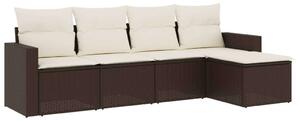 Polyrattan Kerti Ülőgarnitúra - 5 részes - Barna