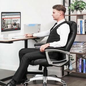 SONGMICS Ergonomikus Irodai Szék - Fekete PU Bőr, Állítható Magasság