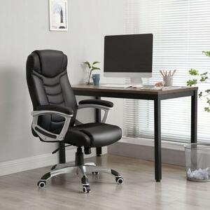 SONGMICS Ergonomikus Irodai Szék - Fekete PU Bőr, Állítható Magasság