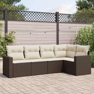 Polyrattan Kerti Ülőgarnitúra - 5 részes - Barna