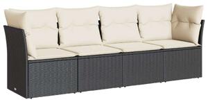 VidaXL 4 részes Kerti Ülőgarnitúra - Polyrattan - Fekete