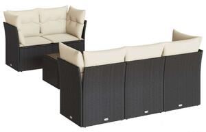 VidaXL Polyrattan Kerti Ülőgarnitúra - 6 részes, Fekete