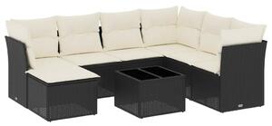 Polyrattan Kerti Ülőgarnitúra - 8 részes - Fekete