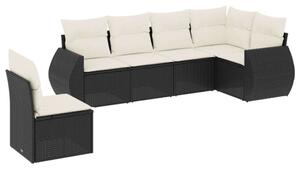 VidaXL Polyrattan Kerti Ülőgarnitúra - 6 részes - Fekete