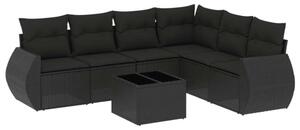 VidaXL Polyrattan Kerti Ülőgarnitúra - 7 részes - Fekete