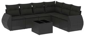 VidaXL Polyrattan Kerti Ülőgarnitúra - 7 részes - Fekete