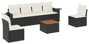 VidaXL Polyrattan Kerti Ülőgarnitúra - 7 részes - Fekete