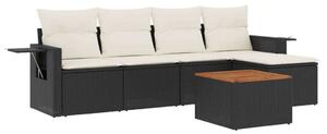 Polyrattan Kerti Ülőgarnitúra - 6 részes - Fekete