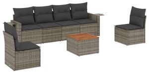 VidaXL Polyrattan Kerti Ülőgarnitúra - 7 részes - Szürke