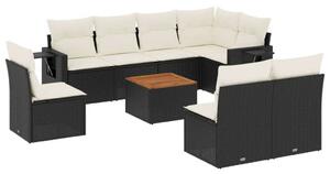 VidaXL Polyrattan Kerti Ülőgarnitúra - 9 részes - Fekete