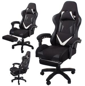 Görgős gamer szék két párnával és dőlés állítással - fekete