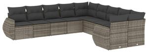 VidaXL Polyrattan Kerti Ülőgarnitúra - 10 részes - Szürke