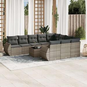 VidaXL 11 részes szürke polyrattan kerti ülőgarnitúra párnákkal