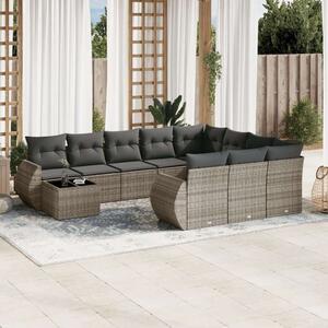 VidaXL Polyrattan Kerti Ülőgarnitúra - 11 részes - Szürke