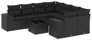 VidaXL Polyrattan Kerti Ülőgarnitúra - 9 részes - Fekete