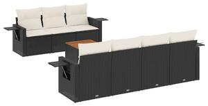 VidaXL 8 részes fekete polyrattan kerti ülőgarnitúra párnákkal