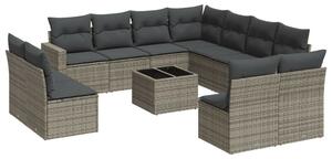 VidaXL Polyrattan Kerti Ülőgarnitúra - 12 részes - Szürke