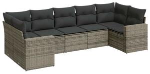 VidaXL Polyrattan Kerti Ülőgarnitúra - 7 részes - Szürke