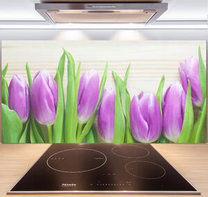 Konyhai panel Lila tulipánok
